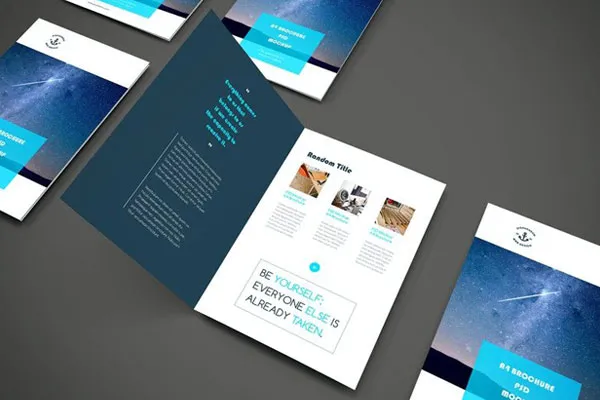 top side view of foldable brochu