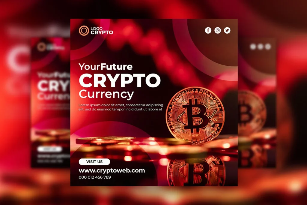 futuristic red cryptocurrency in